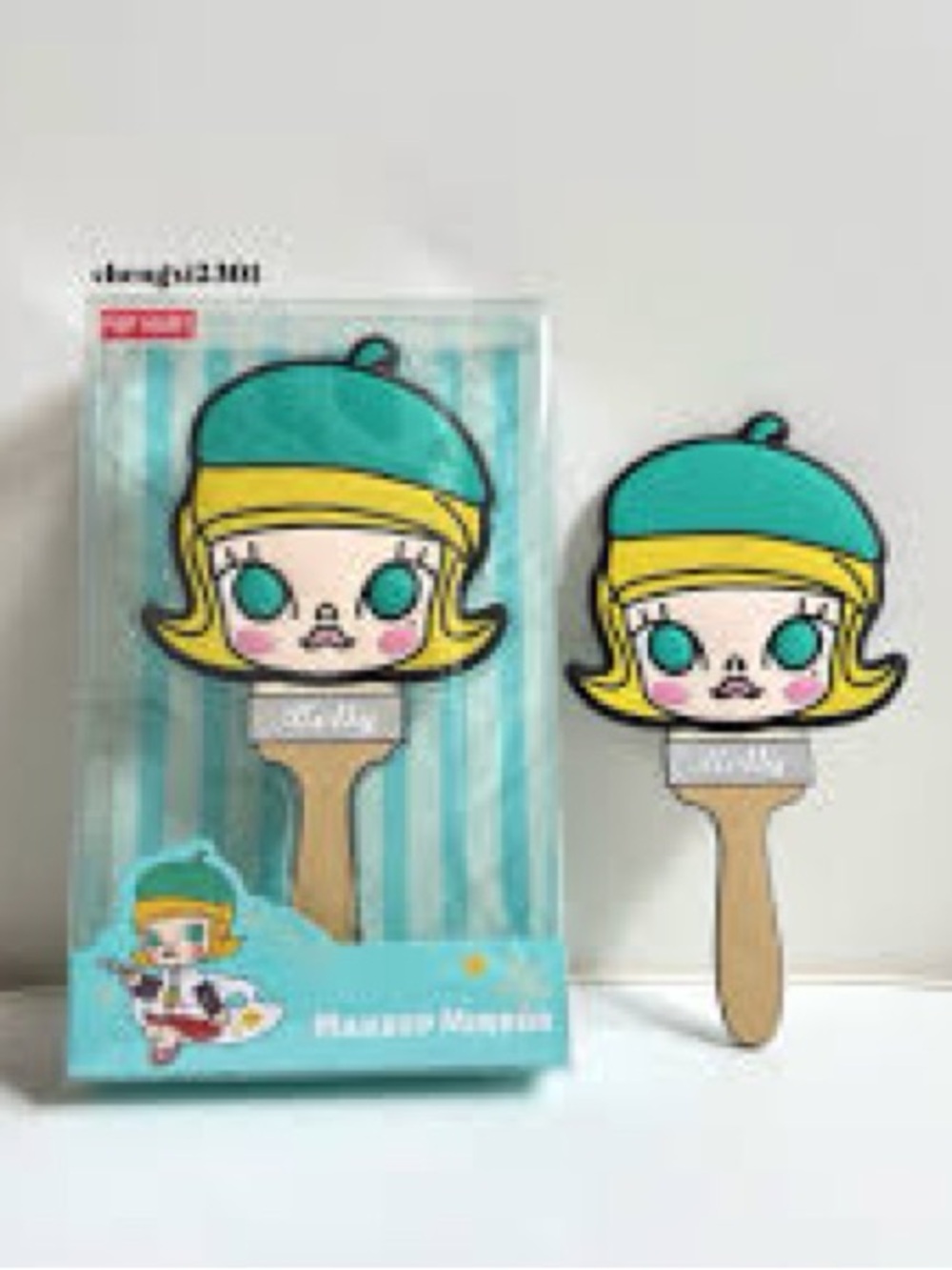 PopMart Molly Makeup Mirror Handheld Mirror in Teal and Yellow